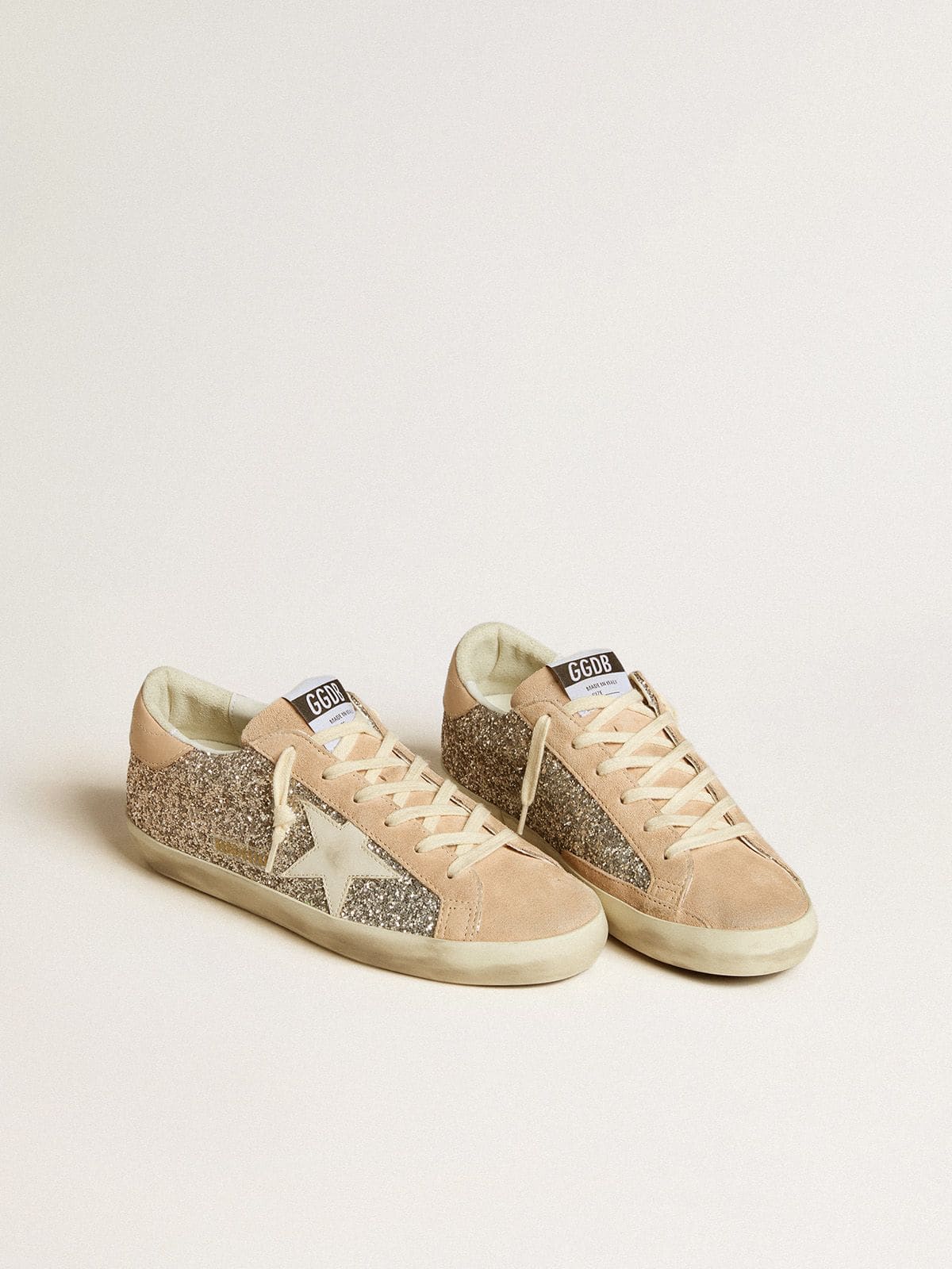 Silver glitter Super-Star with star and leather heel detail