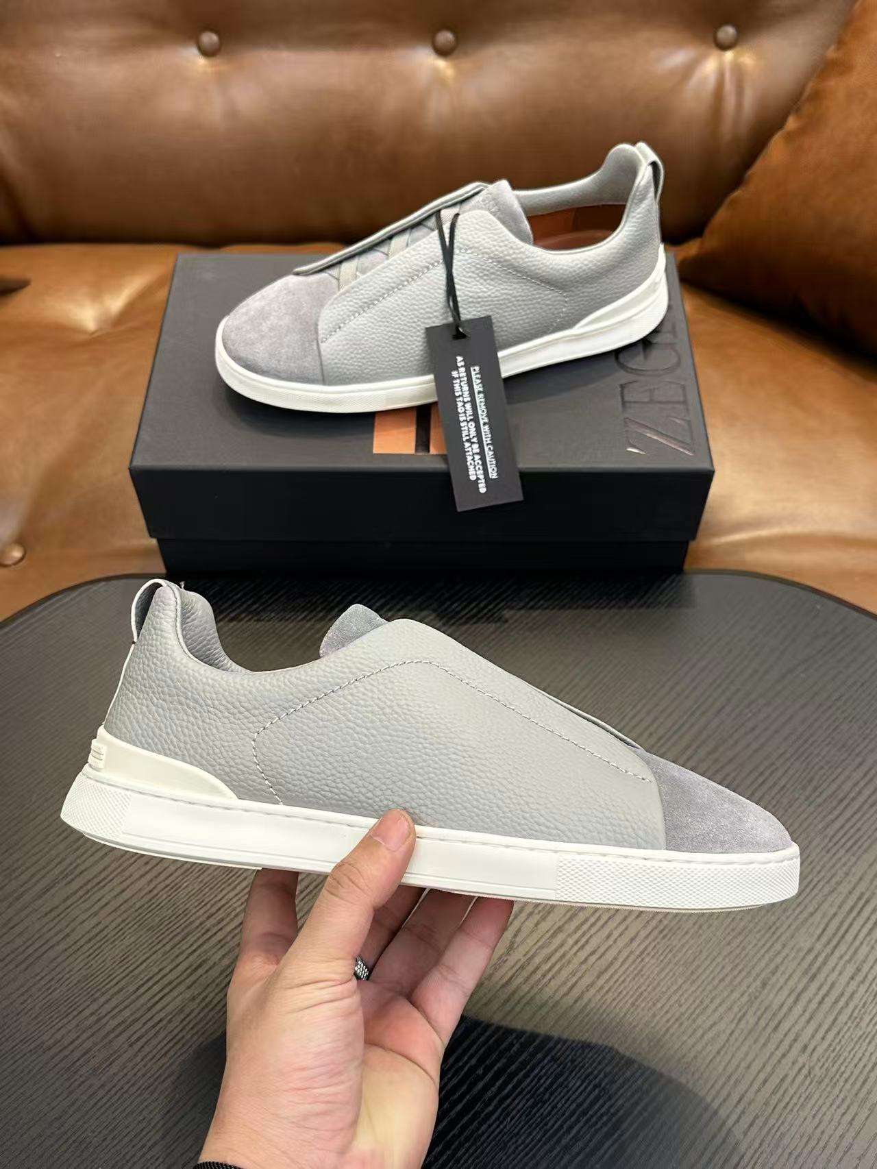 Grey/White Triple Stitch SECONDSKIN Sneakers