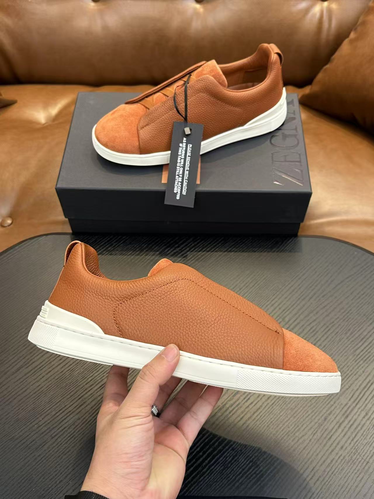 Orange/White Triple Stitch SECONDSKIN Sneakers
