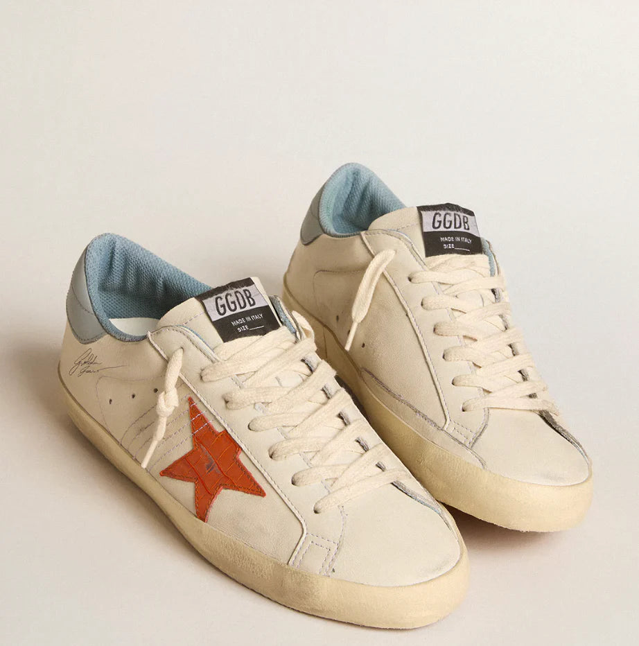 Super-Star with crocodile print on the star and heel detail in silver-azure