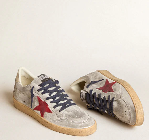 Ball Star in suede metallizzato con stella in suede e tacco in pelle