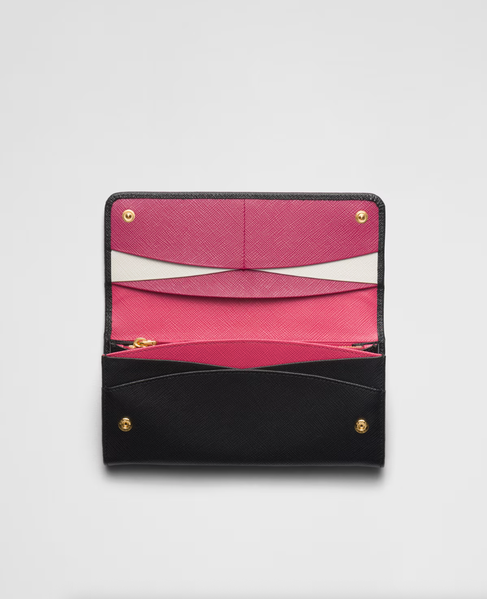Large Saffiano wallet in black