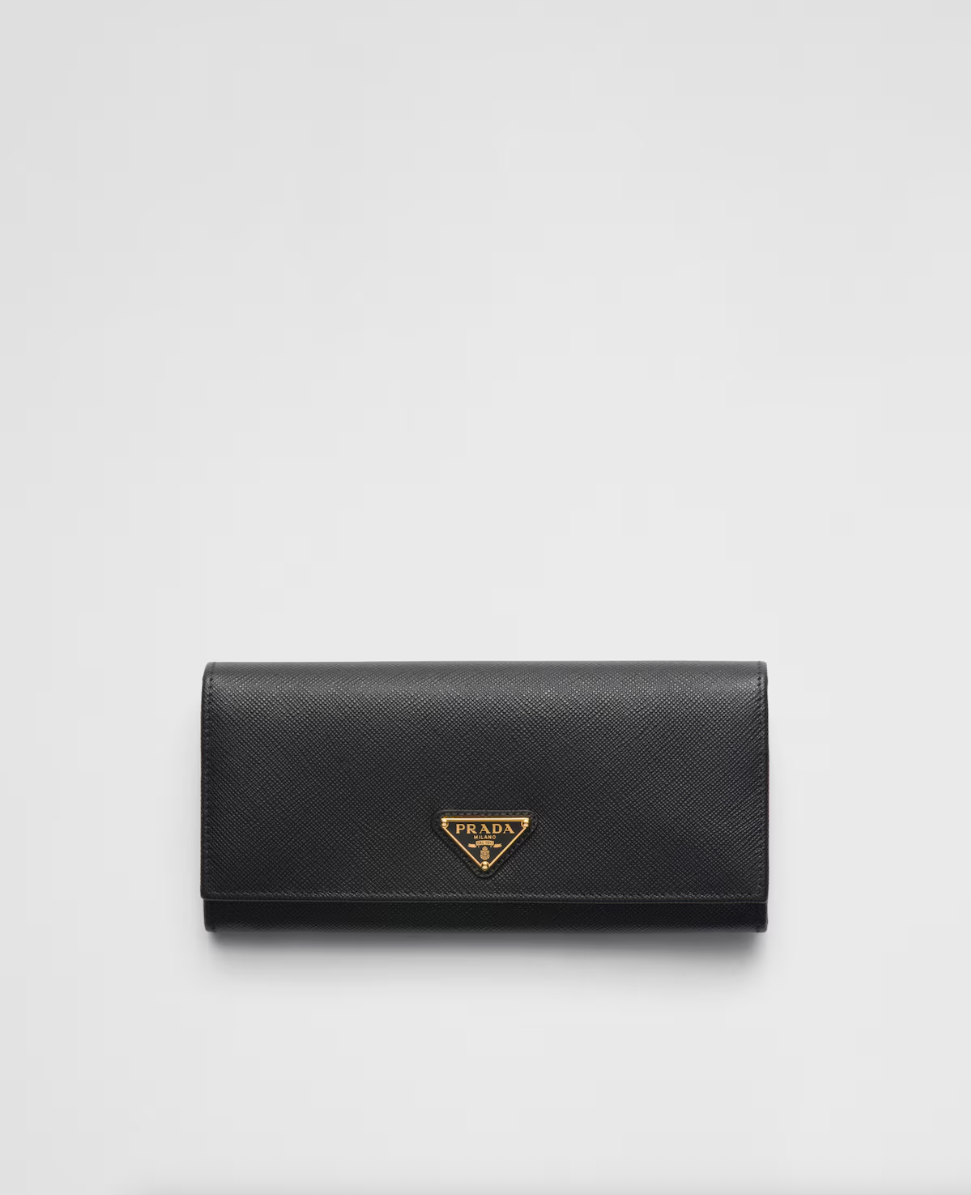 Large black Saffiano wallet with triangle logo