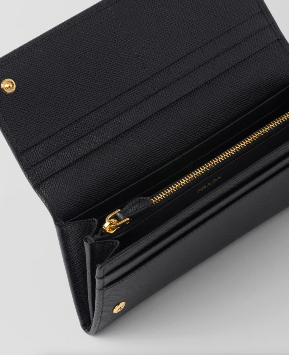 Large black Saffiano wallet with triangle logo