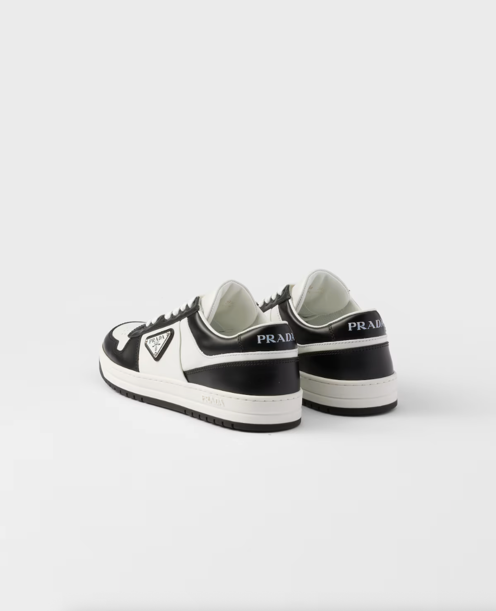 Downtown perforated leather sneaker in white/black
