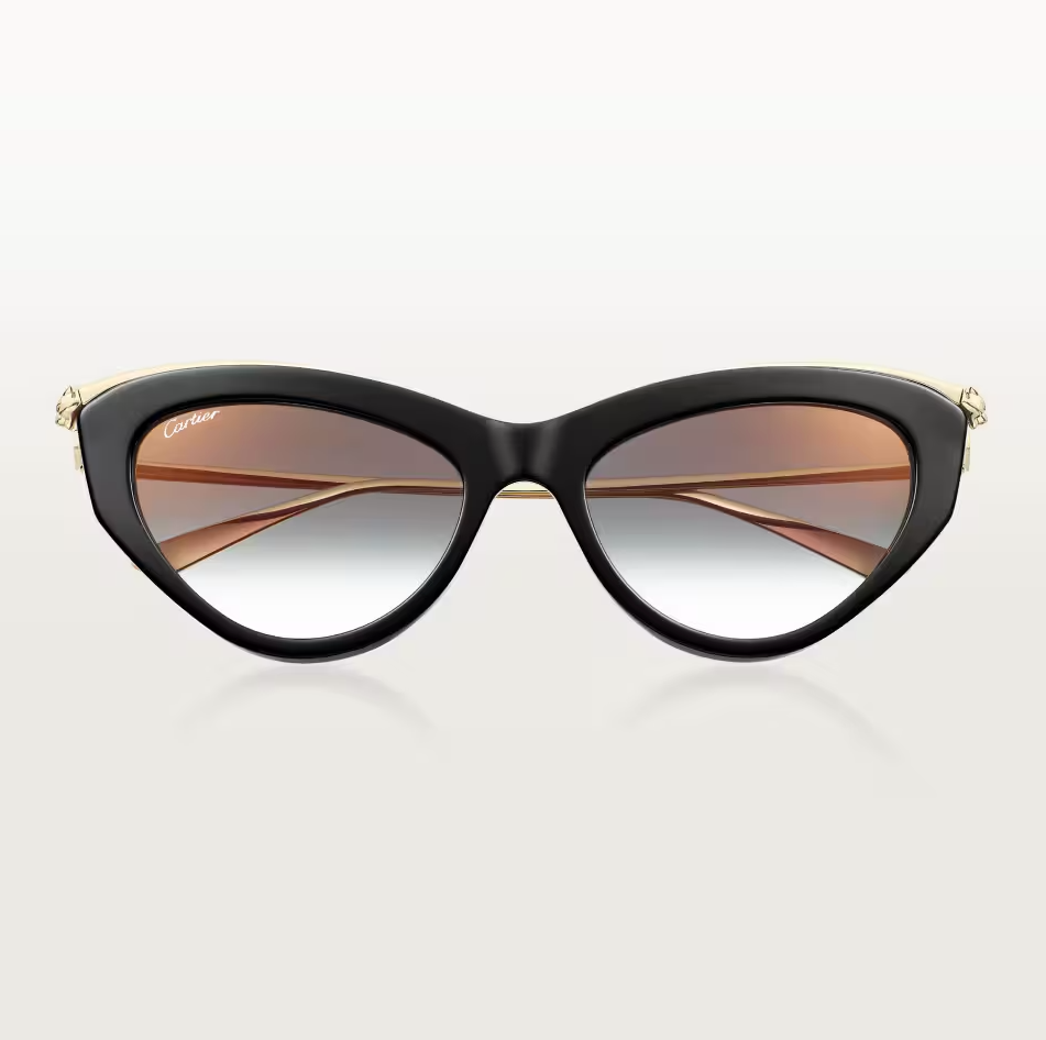 Cat-Eye Panthère de CT Sonnenbrille mit grauen Gläsern und goldenem Spiegeleffekt