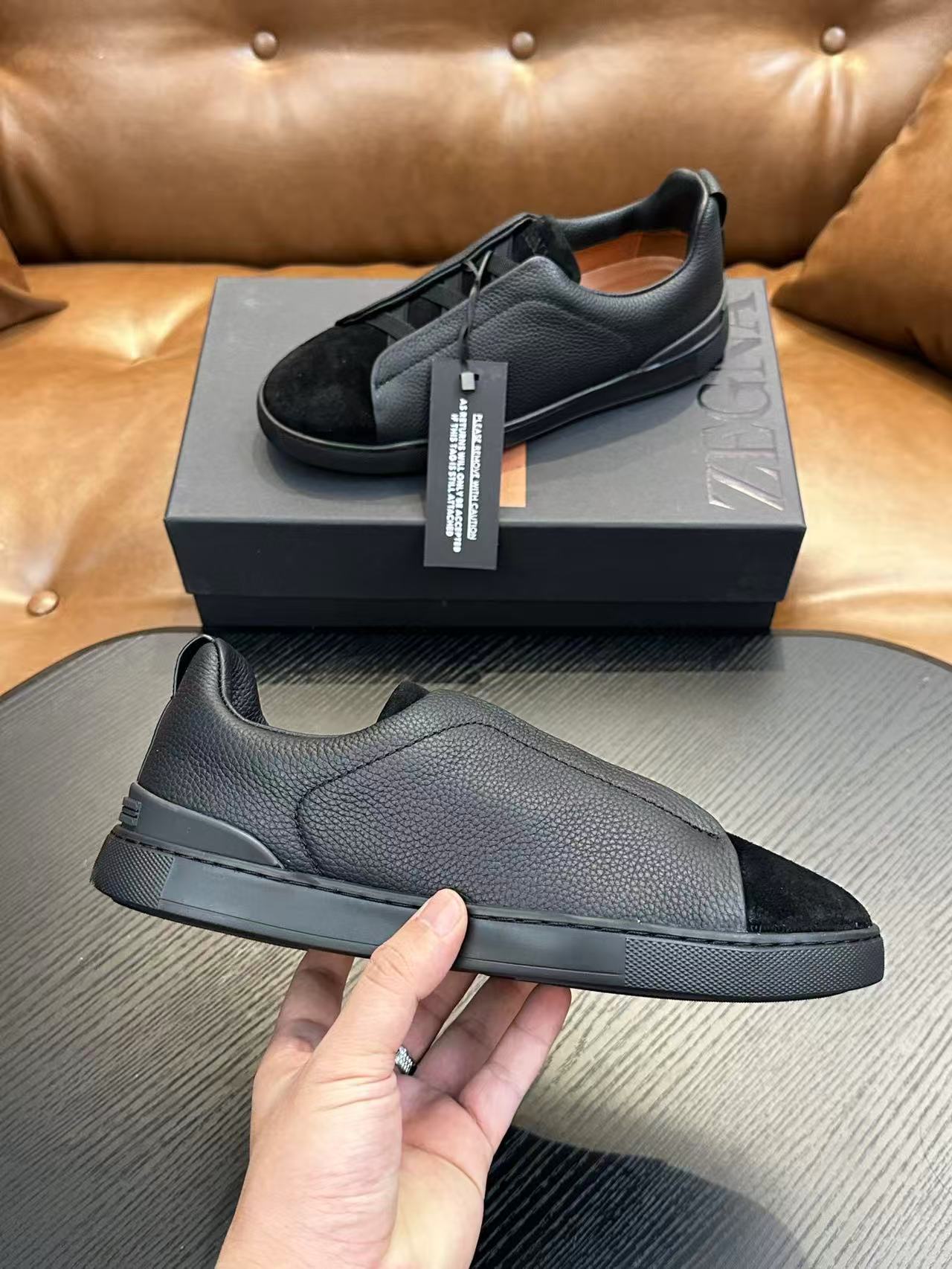 Total Black Triple Stitch SECONDSKIN Sneakers