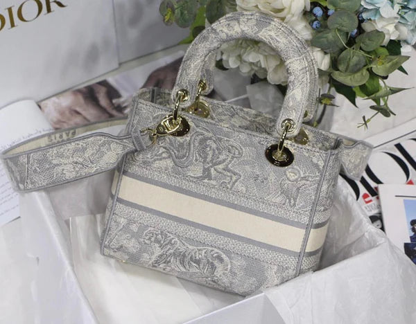 Medium Dior Book Tote Grau