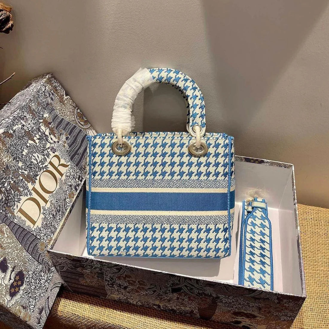 Medium Dior Book Tote Light Blue