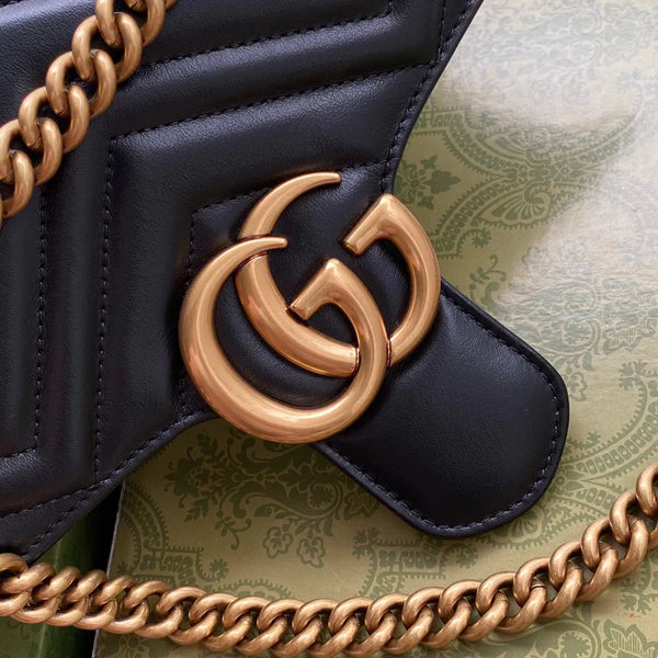 GG MARMONT MEDIUM SHOULDER BAG METELASSE' BLACK