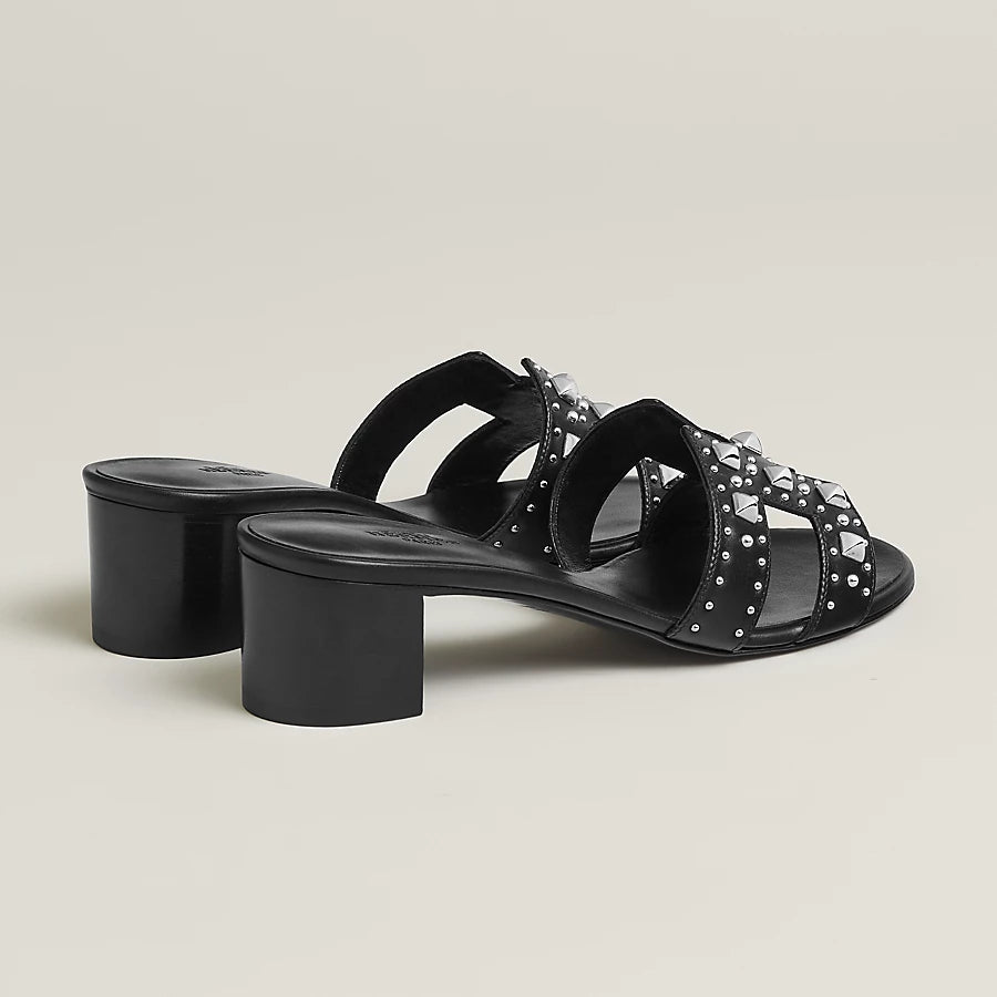 Oasis Sandals Black Plated Studs