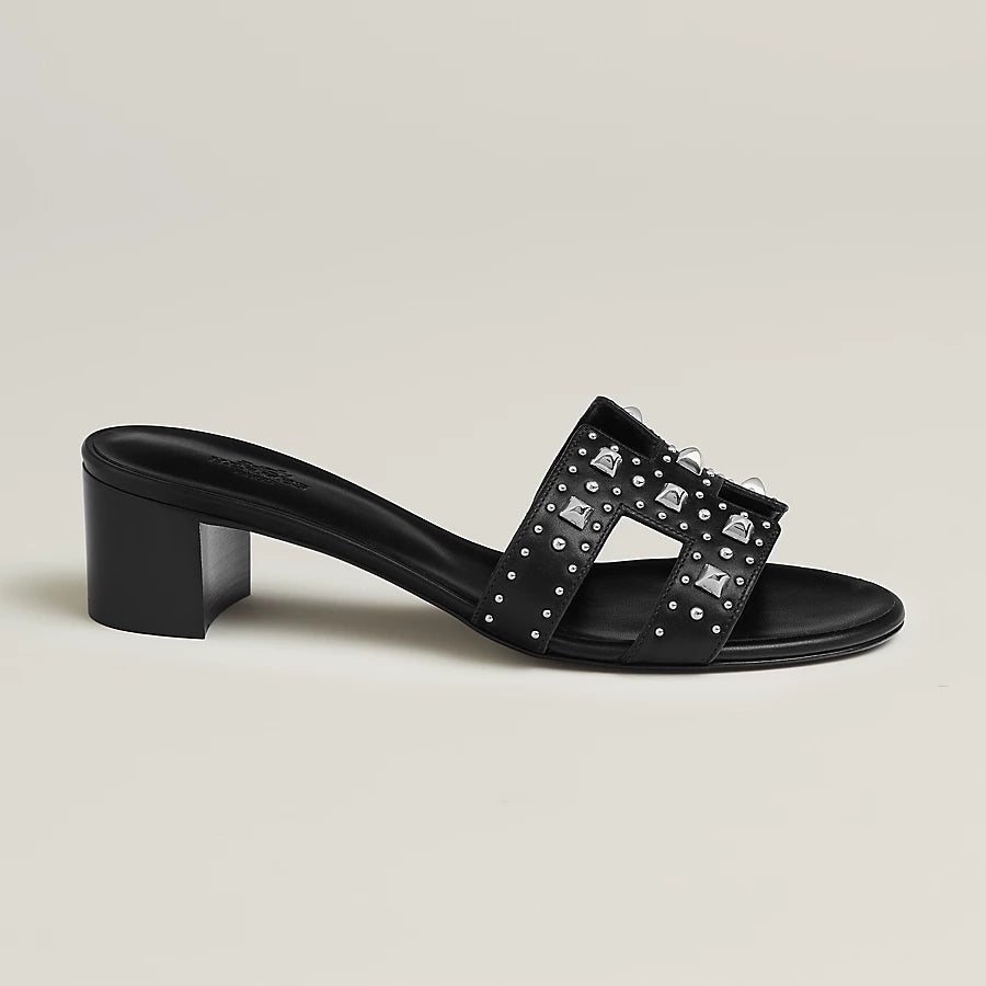 Oasis Sandals Black Plated Studs