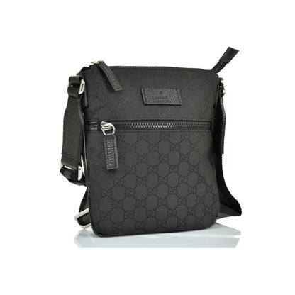 GG MEN'S BLACK FABRIC MESSENGER BAG