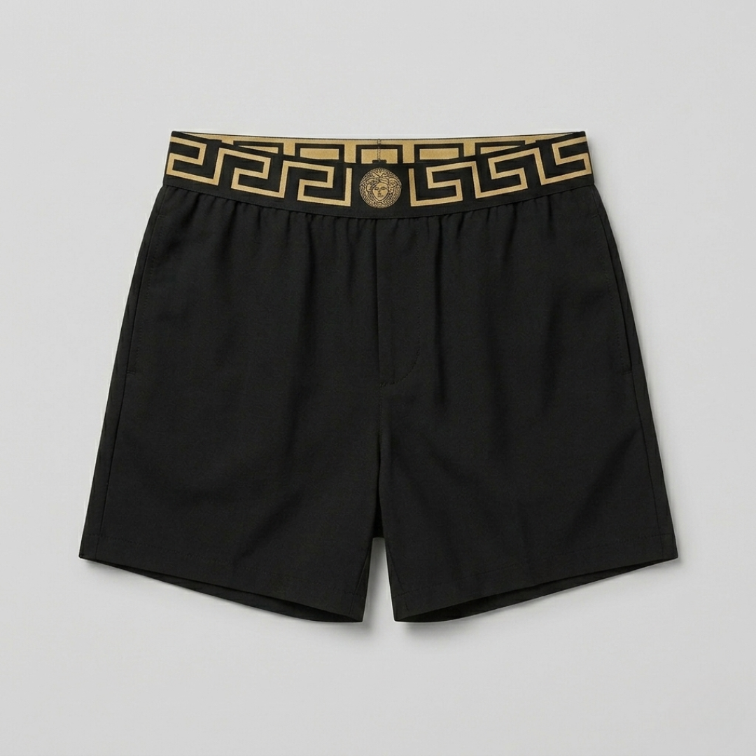 Badehose mit Greca-Bordüre Schwarz