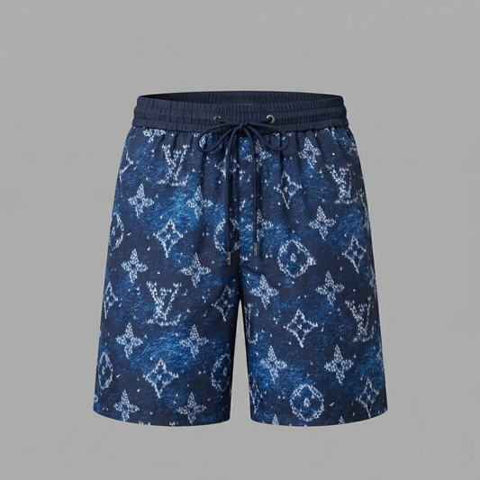 Badehose Denim Print Monogram Indigo-Blau