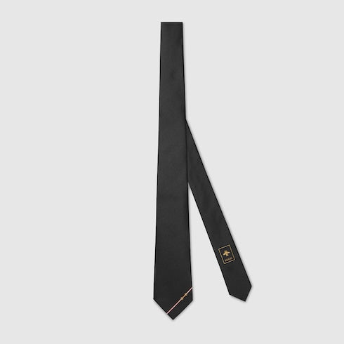 Jacquard silk tie with diagonal Morsetto pattern in black