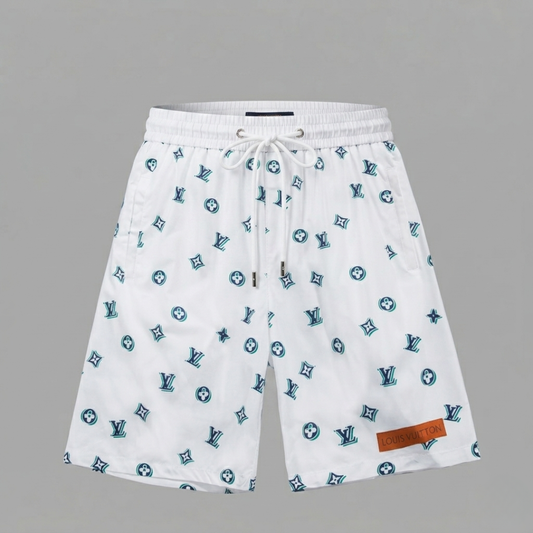 Badehose Heritage Monogram Weiß/Teal