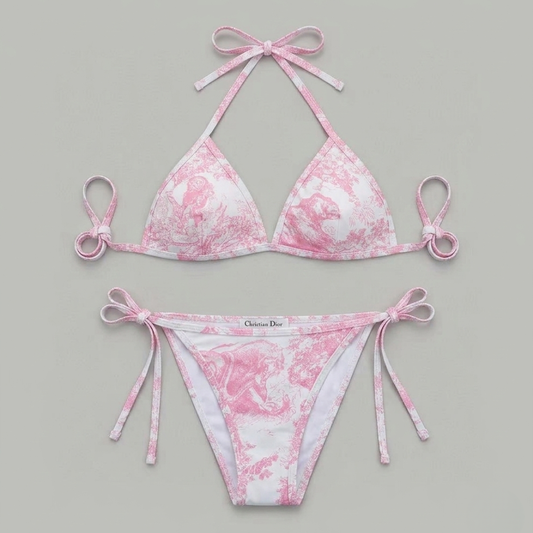 Bikini mit Toile-de-Jouy-Print Rosa