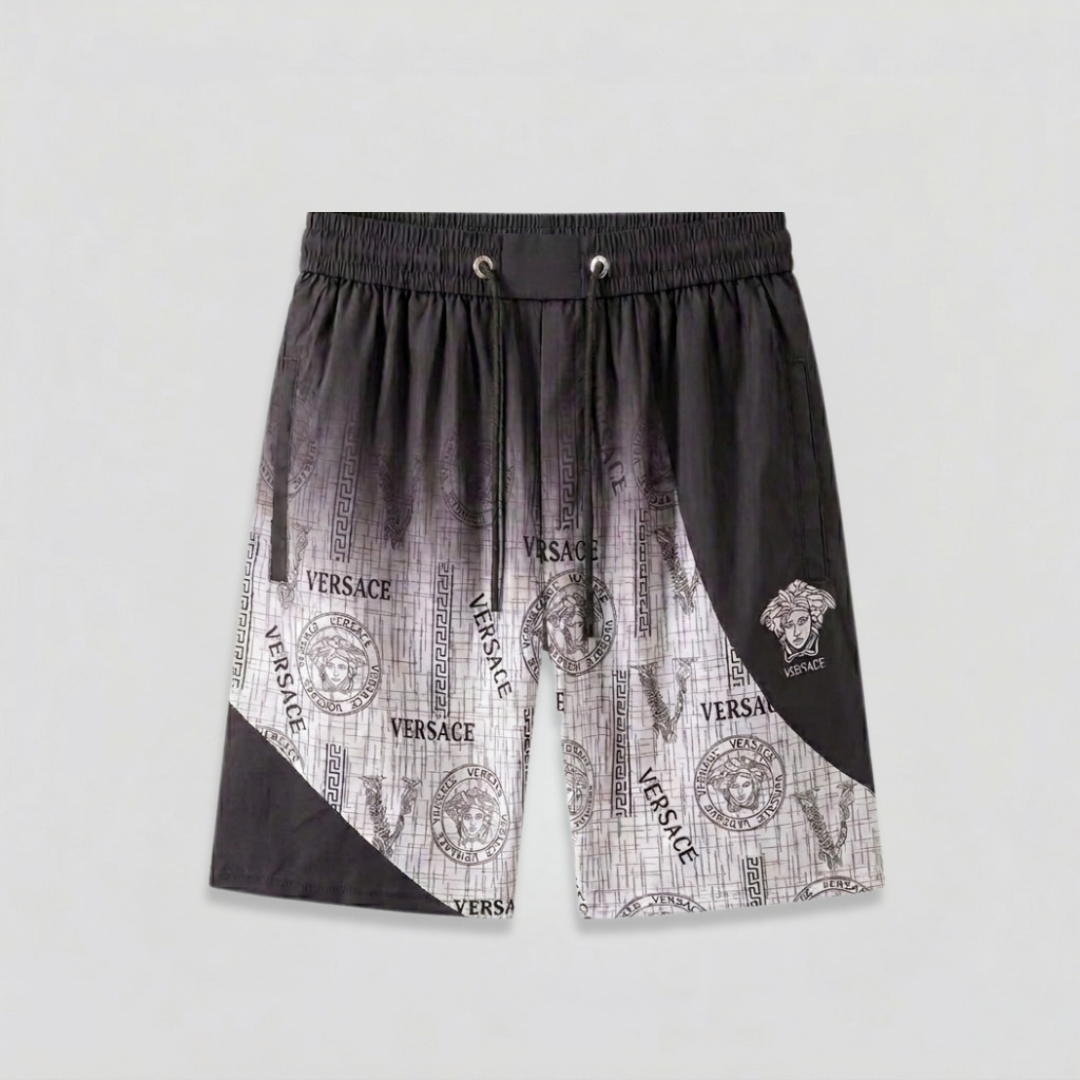 Badehose Logo Grid Medusa Print Grau