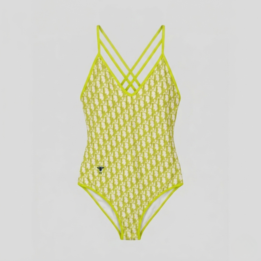 Badeanzug mit Oblique-Bienenlogo Lime