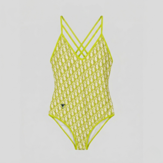 Badeanzug mit Oblique-Bienenlogo Lime
