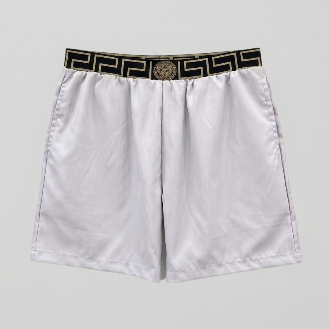 Badehose mit Greca-Bordüre Weiß