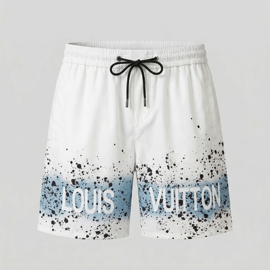Badehose Paint Splatter Band Weiß/Hellblau