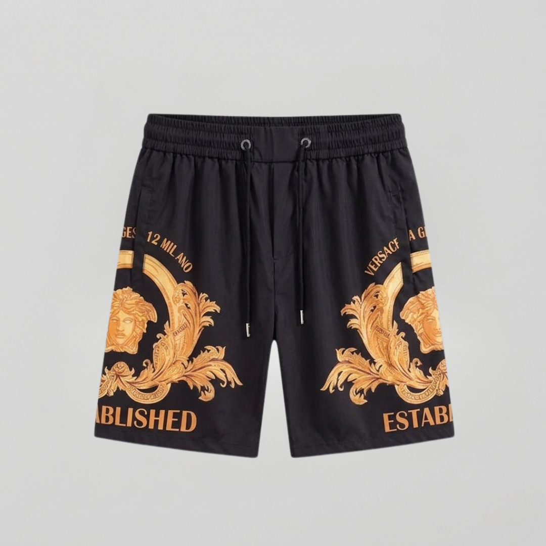 Badehose Barocco Established Milano Print Schwarz