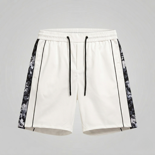 Badehose mit seitlichen Monogram-Streifen Weiß