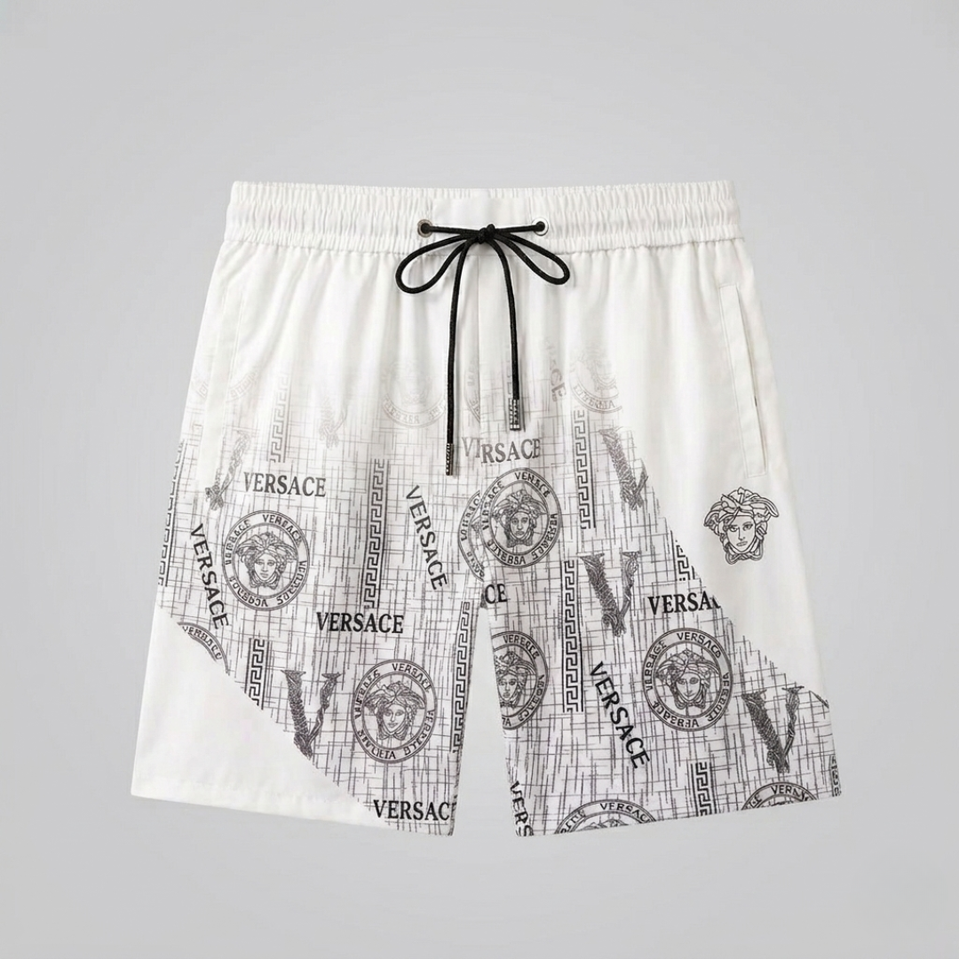 Badehose Logo Grid Medusa Print Weiß