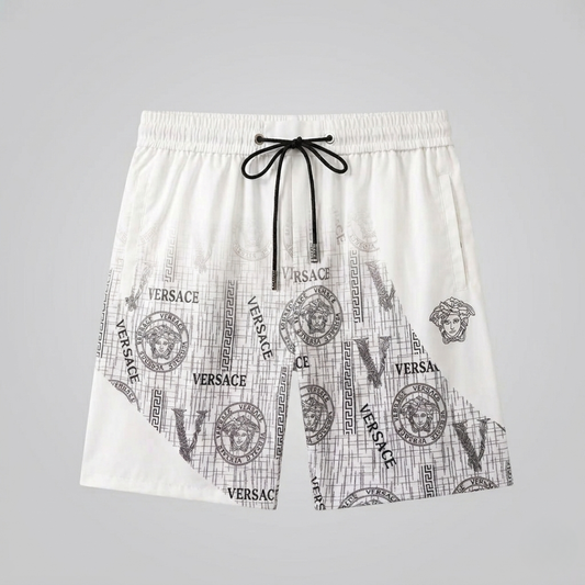 Badehose Logo Grid Medusa Print Weiß