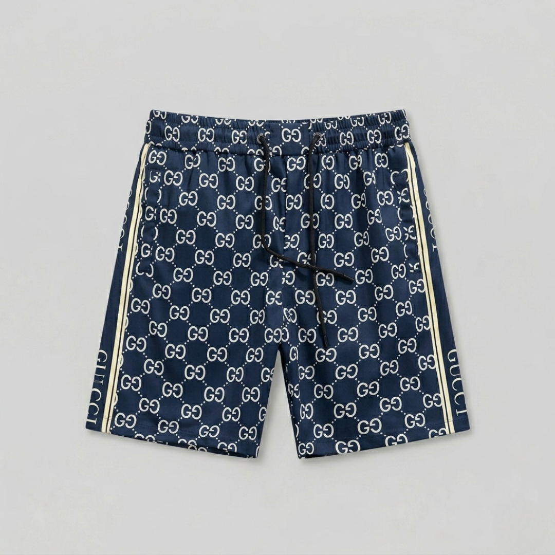 Badehose Monogram Print mit Streifen Blau
