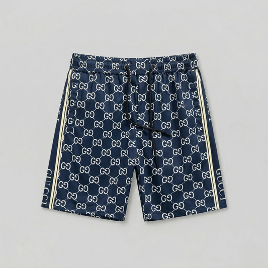 Badehose Monogram Print mit Streifen Blau