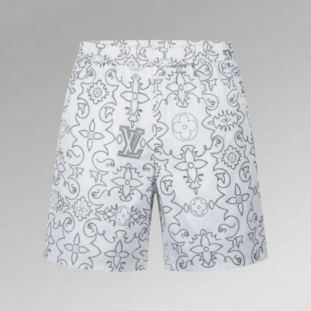 Badehose Topstitch Tapestry Weiß/Schwarz