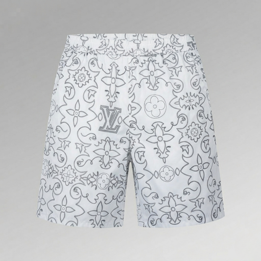 Badehose Topstitch Tapestry Weiß/Schwarz