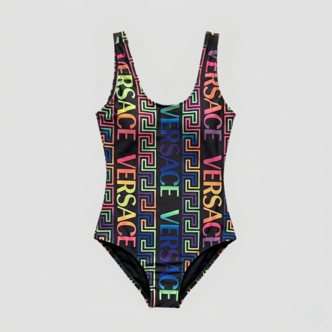 Badeanzug mit Rainbow-Logo-Print Schwarz