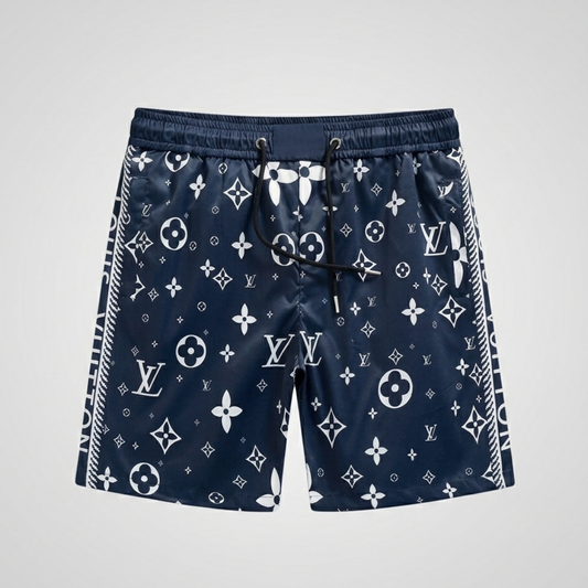 Badehose Crosshatch Monogram Nachtblau