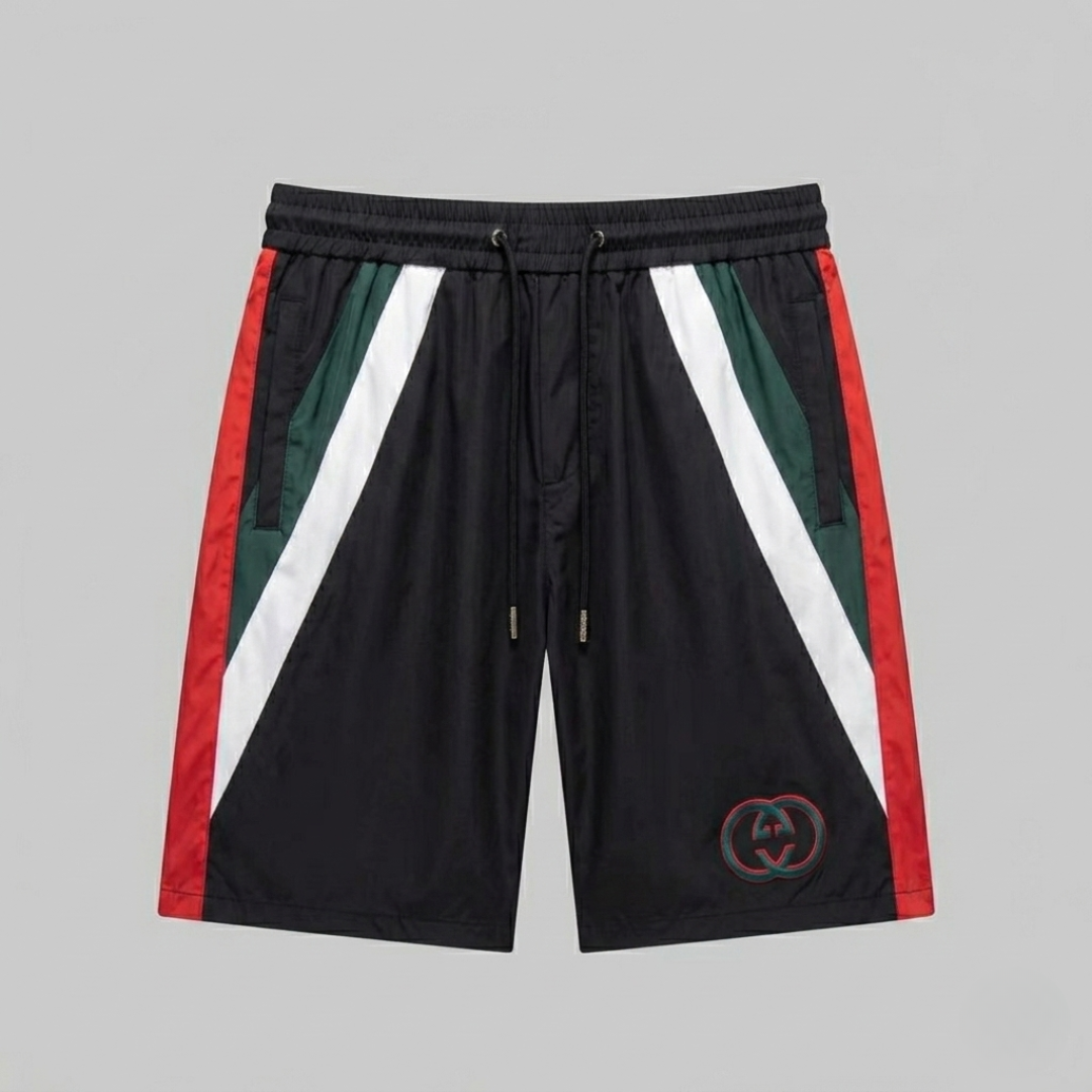 Badehose aus Web-Streifen Schwarz