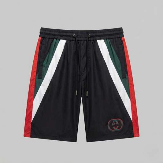 Swim Trunks with Woven Stripes, Black