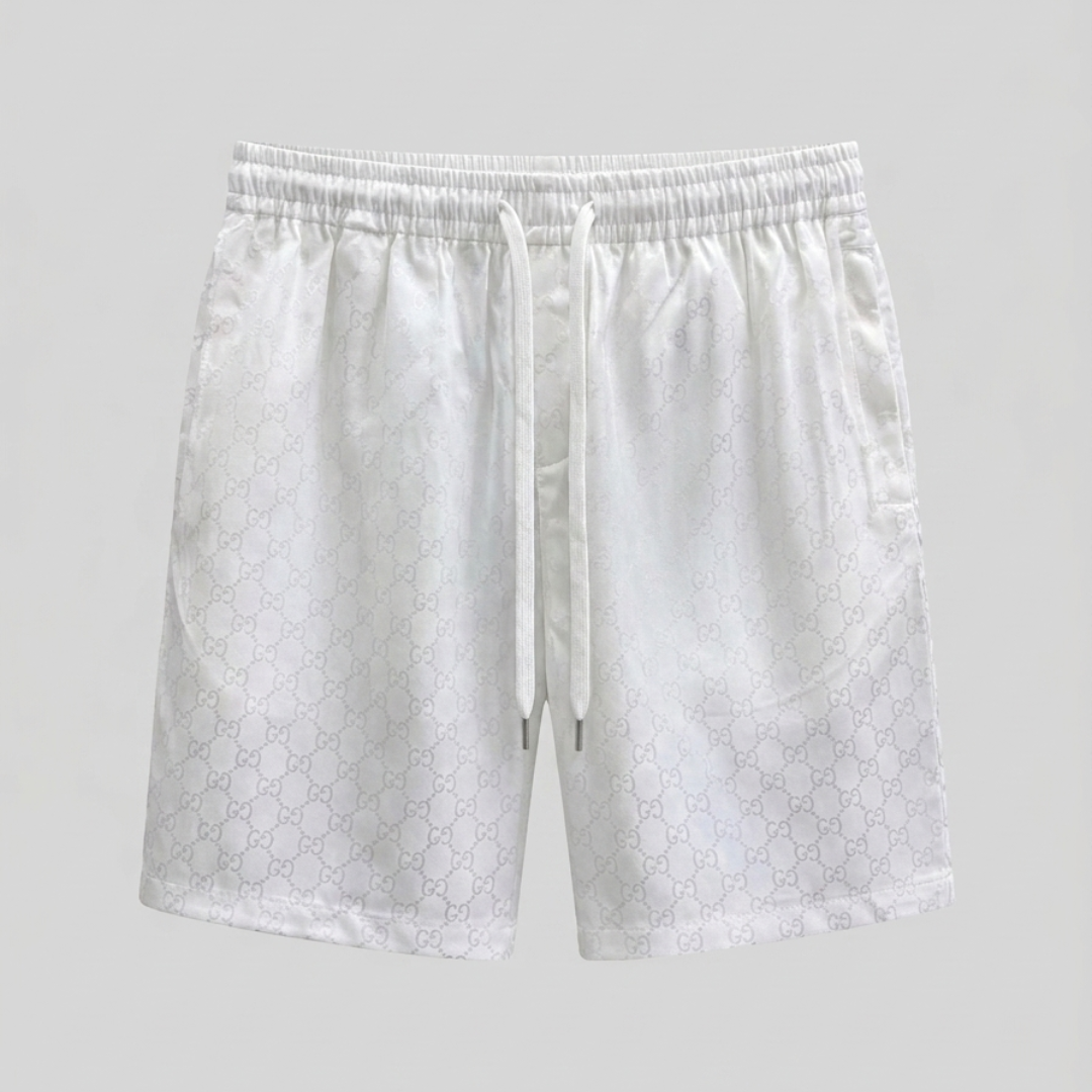 Badehose aus Monogramm-Jacquard Weiß