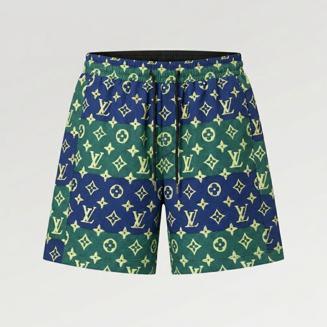 Badehose Wavy Monogram Blau/Grün