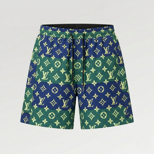 Badehose Wavy Monogram Blau/Grün