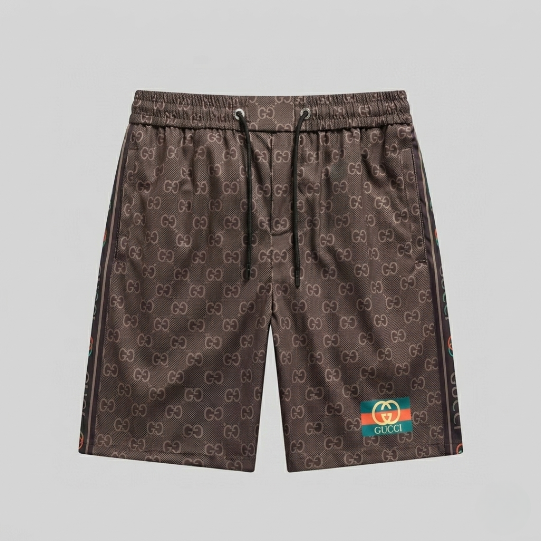 Badehose mit Monogramm-Druck Dunkelbraun