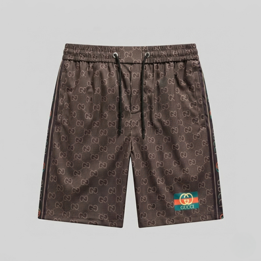 Badehose mit Monogramm-Druck Dunkelbraun