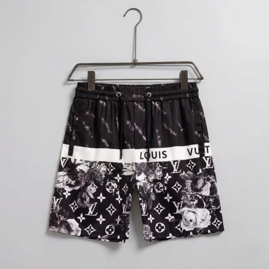 Badehose Monogram Floral Tapestry Schwarz