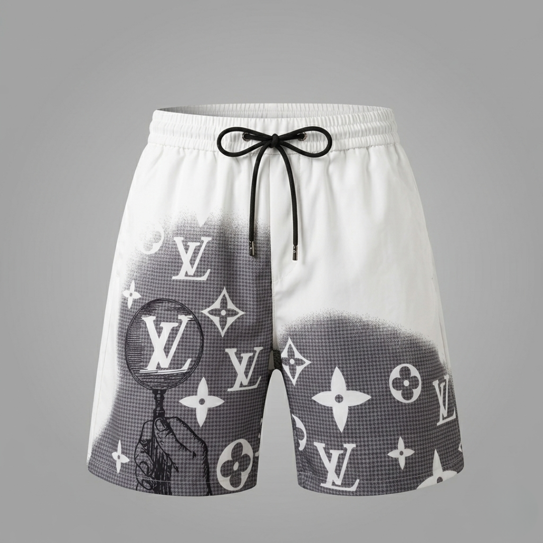 Badehose Airbrush Monogram Weiß/Schwarz