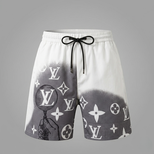 Badehose Airbrush Monogram Weiß/Schwarz