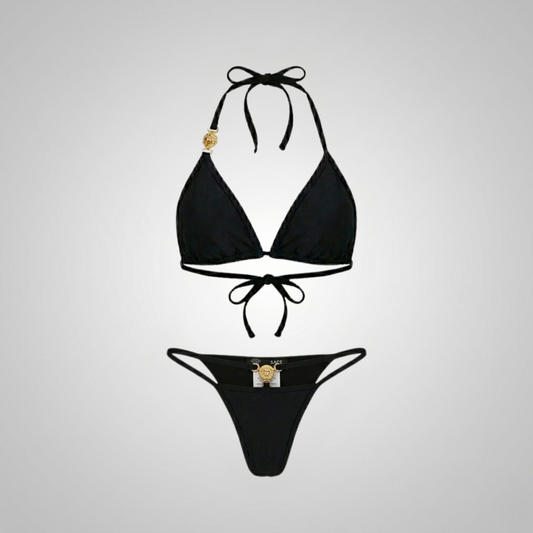 Bikini with Medusa Signature Ring Black