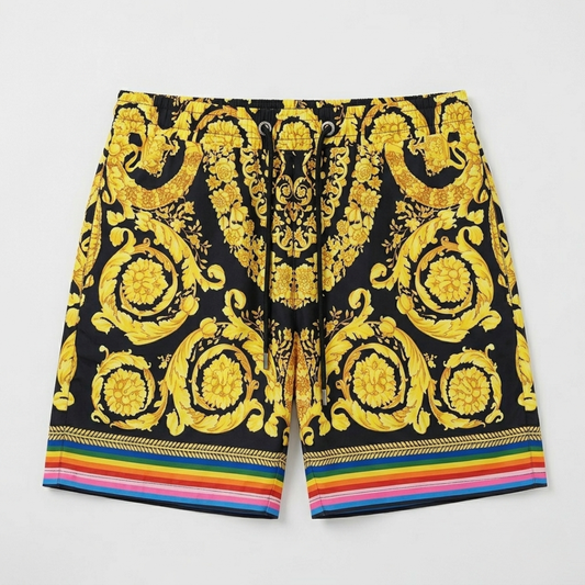 Badehose Barocco Rainbow Print Schwarz