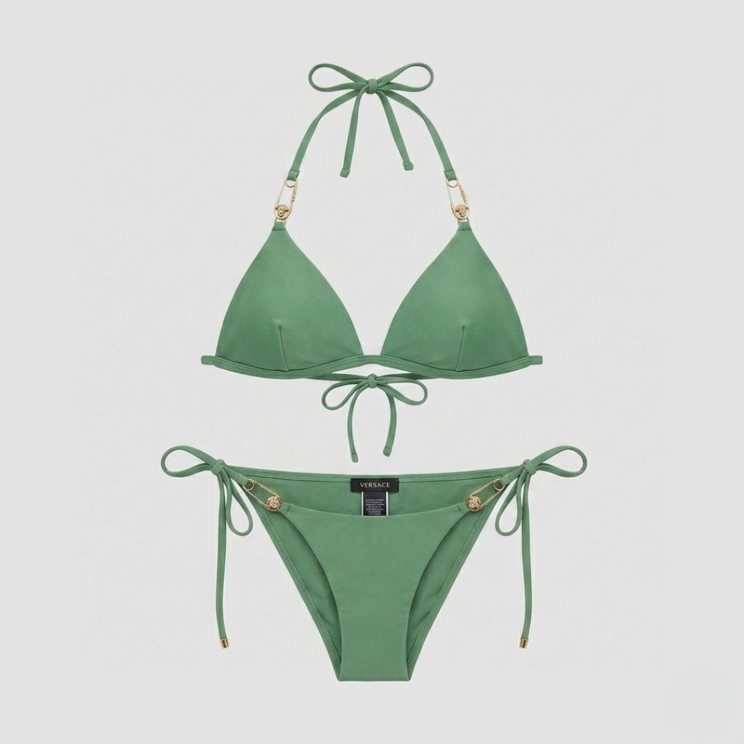 Triangel-Bikini mit Safety-Pin Grün